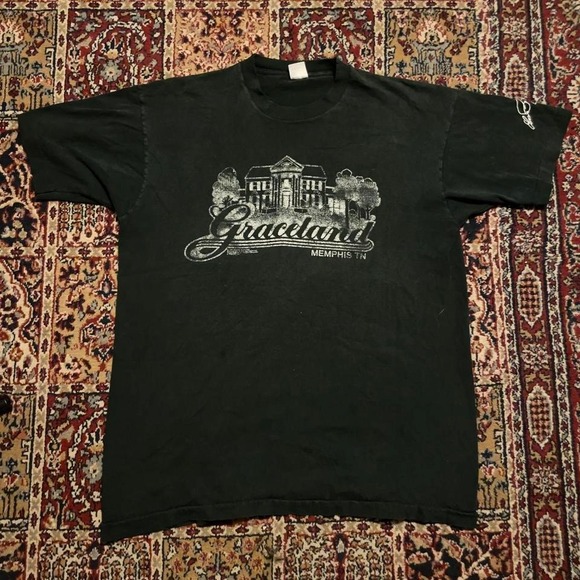American Vintage Other - VTG 1993 Elvis Presley Graceland House musician‎ promo tshirt XL USA black